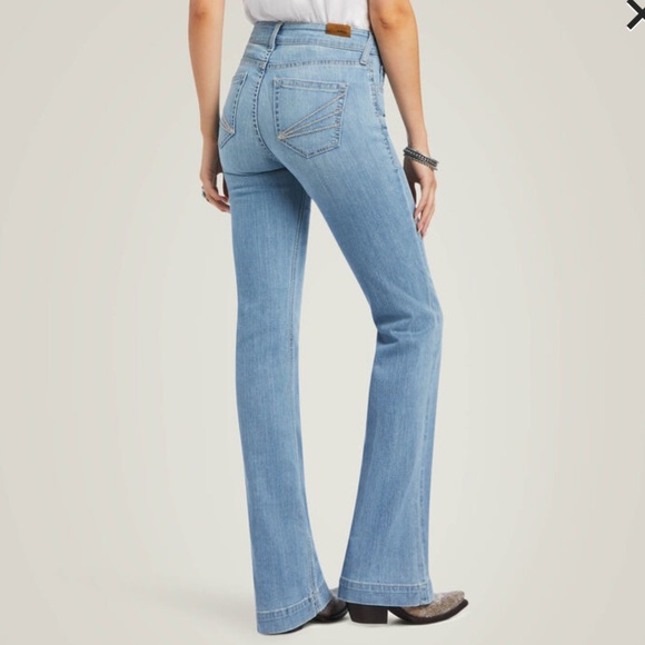 Ariat denim light wash high rise slim trouser - Picture 2 of 8